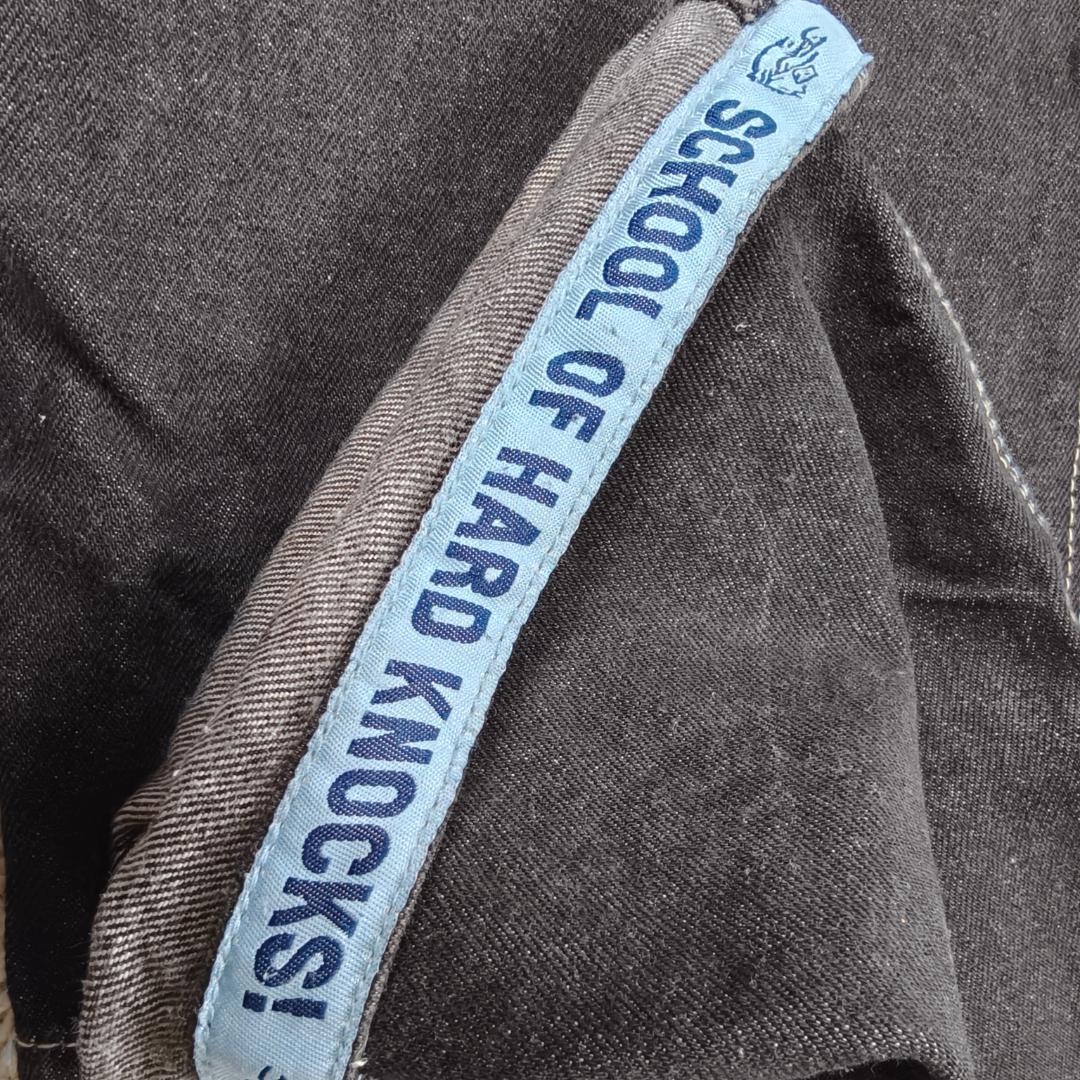 SOHK 刺繍 ワッペン デニムパンツ 34 黒 太め Y2K HIPHOP
