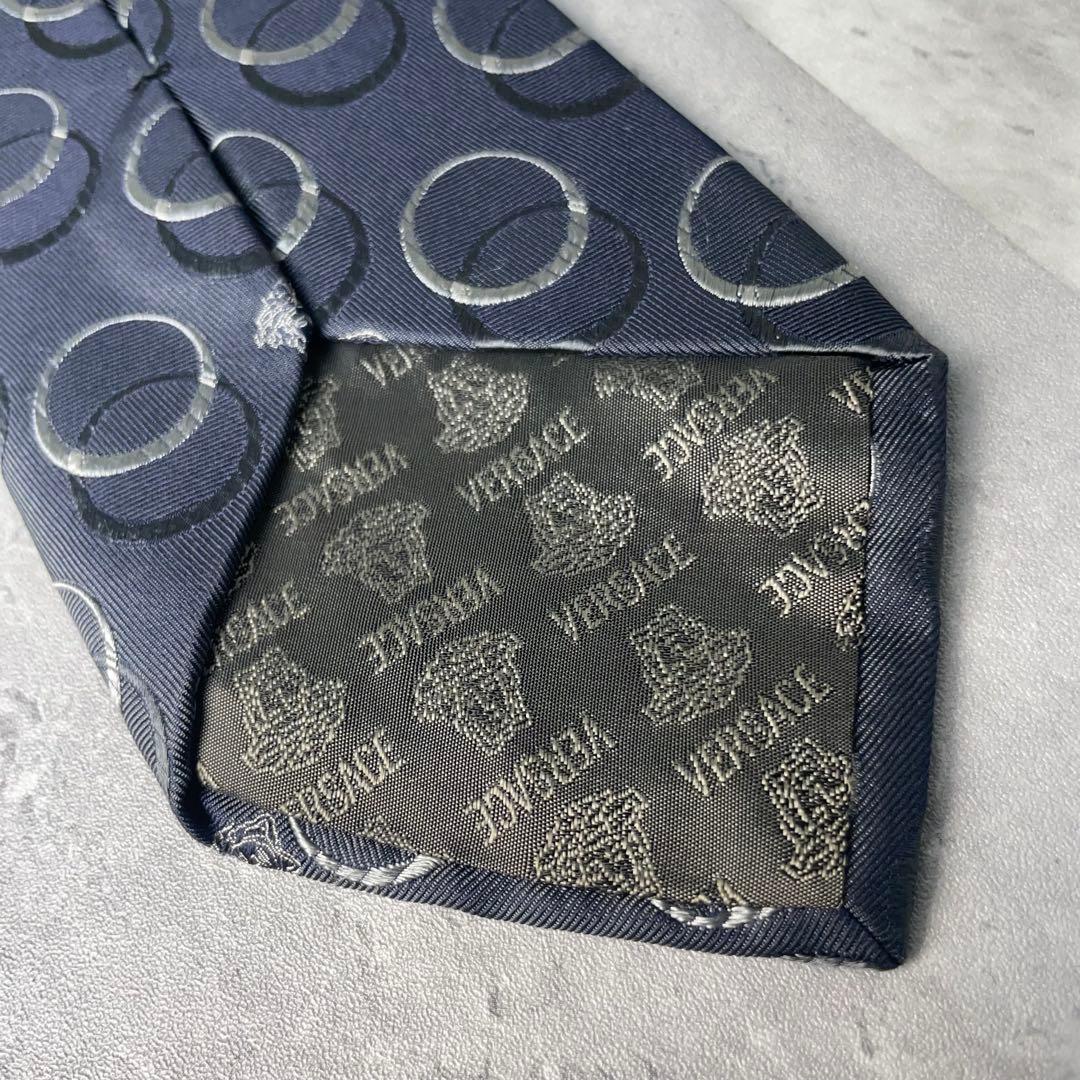 美品 GIANNI VERSACE ジャガード メデューサロゴ 水玉 ネクタイ