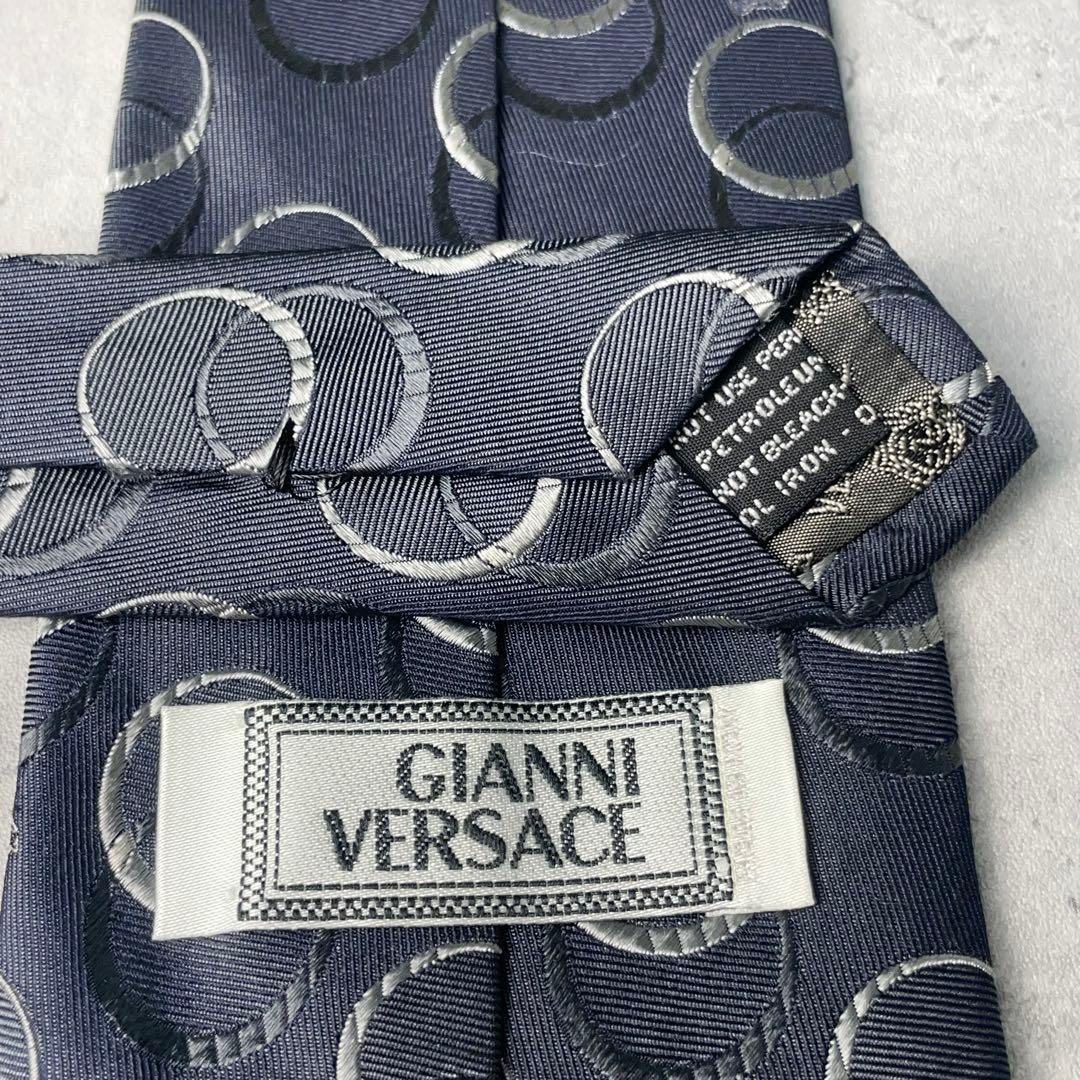 美品 GIANNI VERSACE ジャガード メデューサロゴ 水玉 ネクタイ