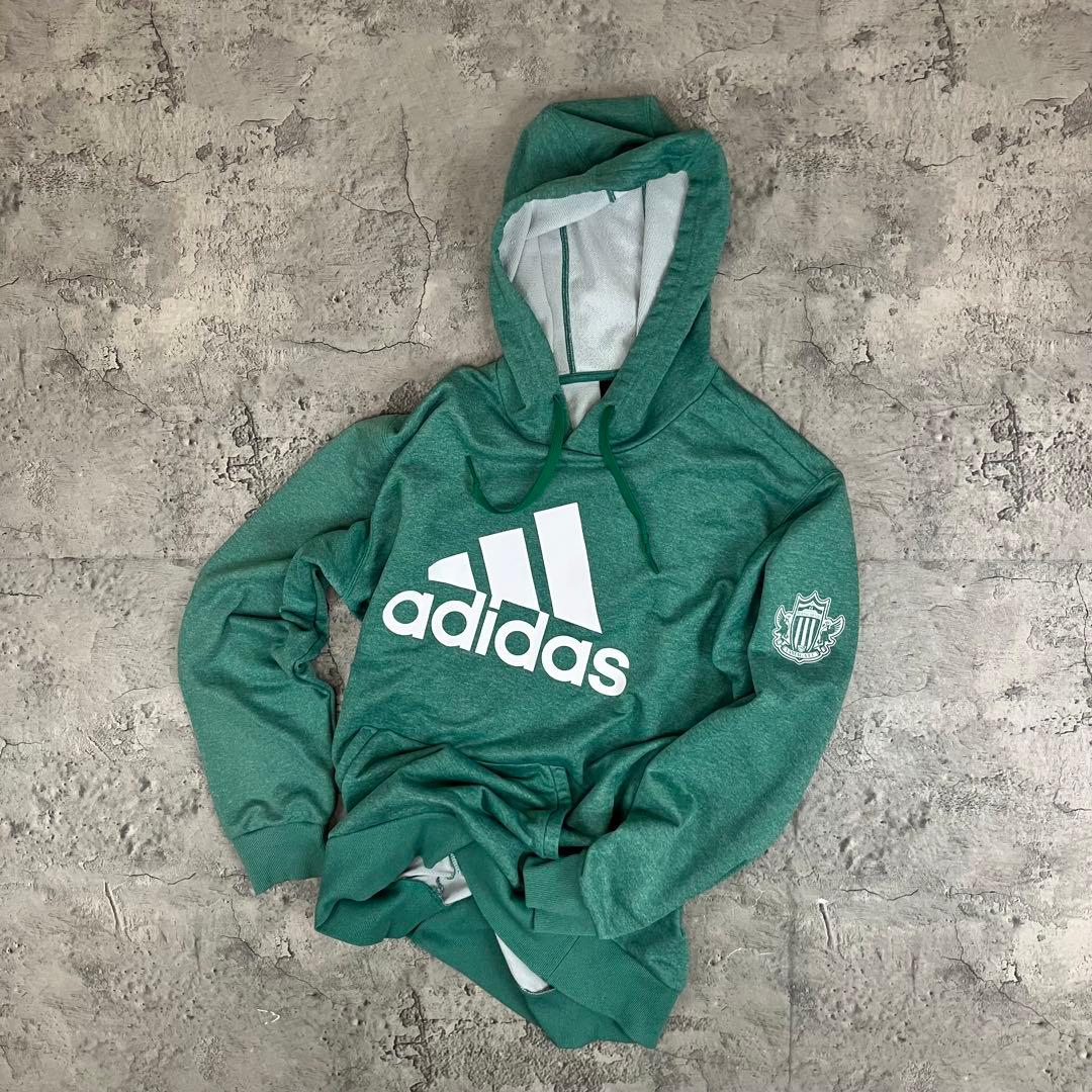 adidas 松本山雅FC プルオーバー パーカー 古着 ビッグロゴ グリーン