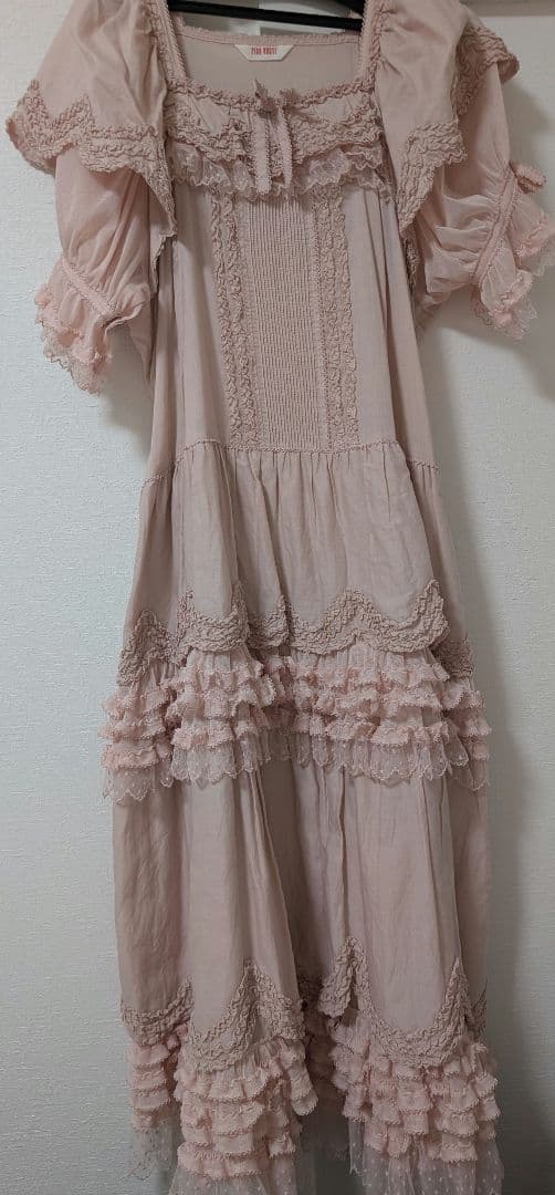 美品　ピンクハウス　フロッキー　ドットチュール使いワンピース