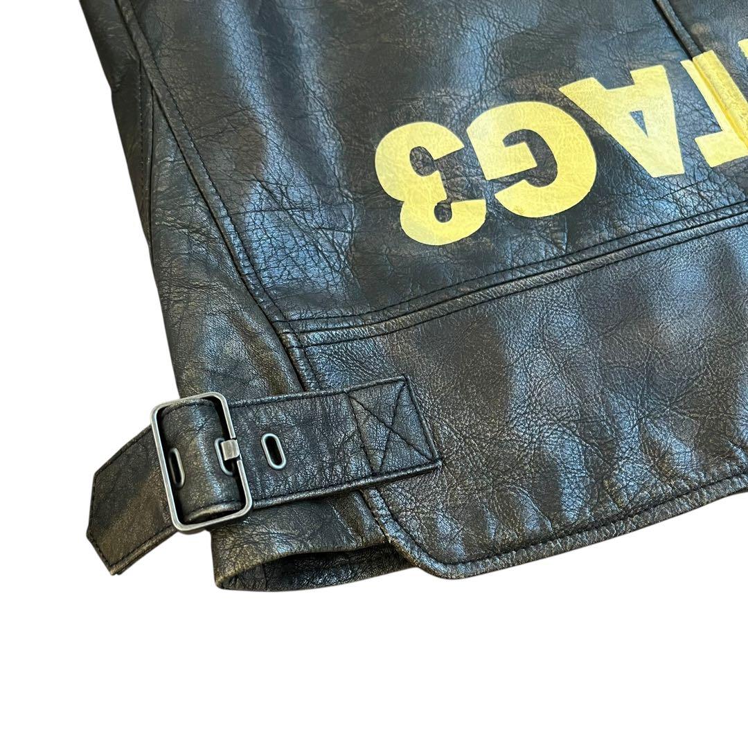 DIESEL ディーゼル レザージャケット　ビンテージ加工 ボウドルペイントL