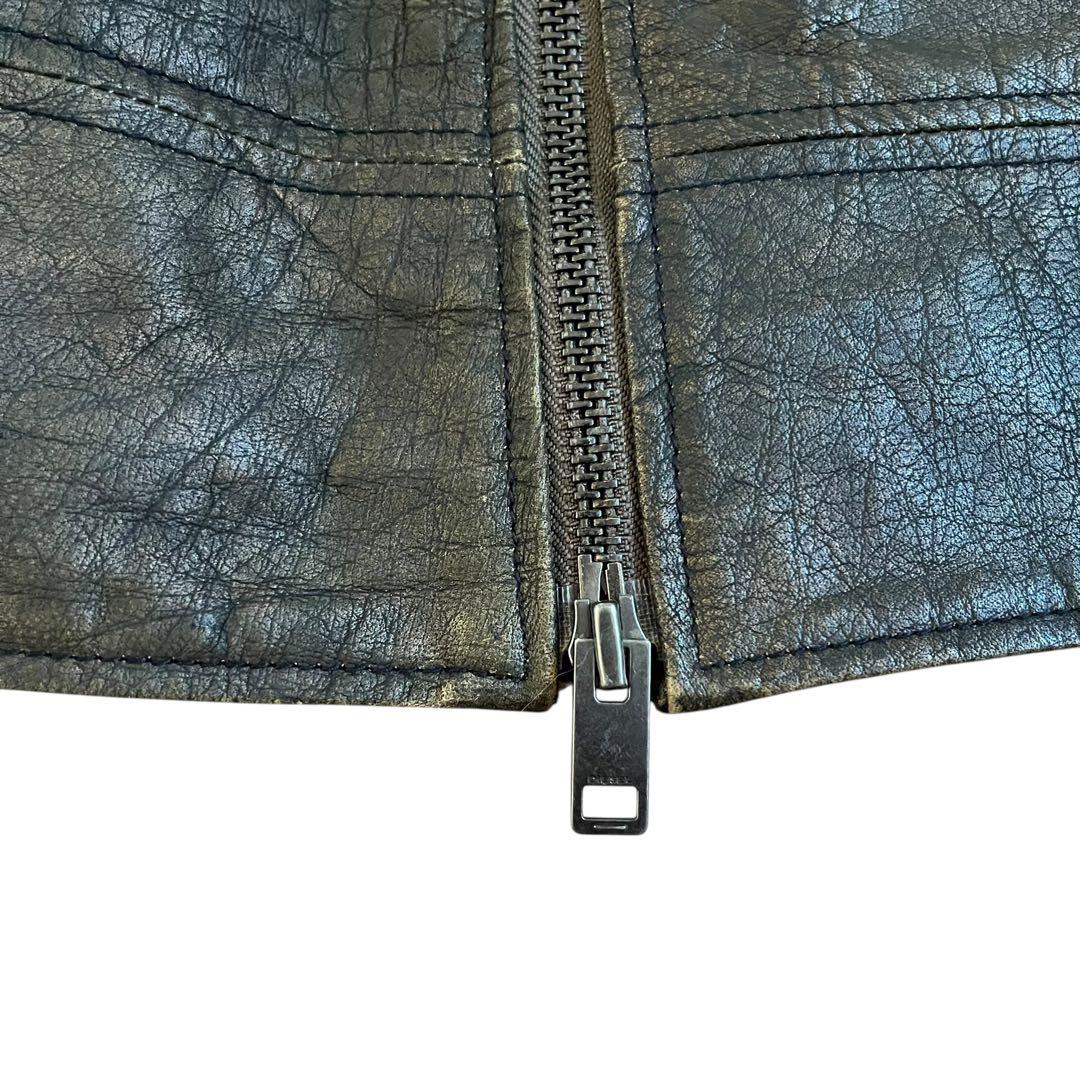 DIESEL ディーゼル レザージャケット　ビンテージ加工 ボウドルペイントL