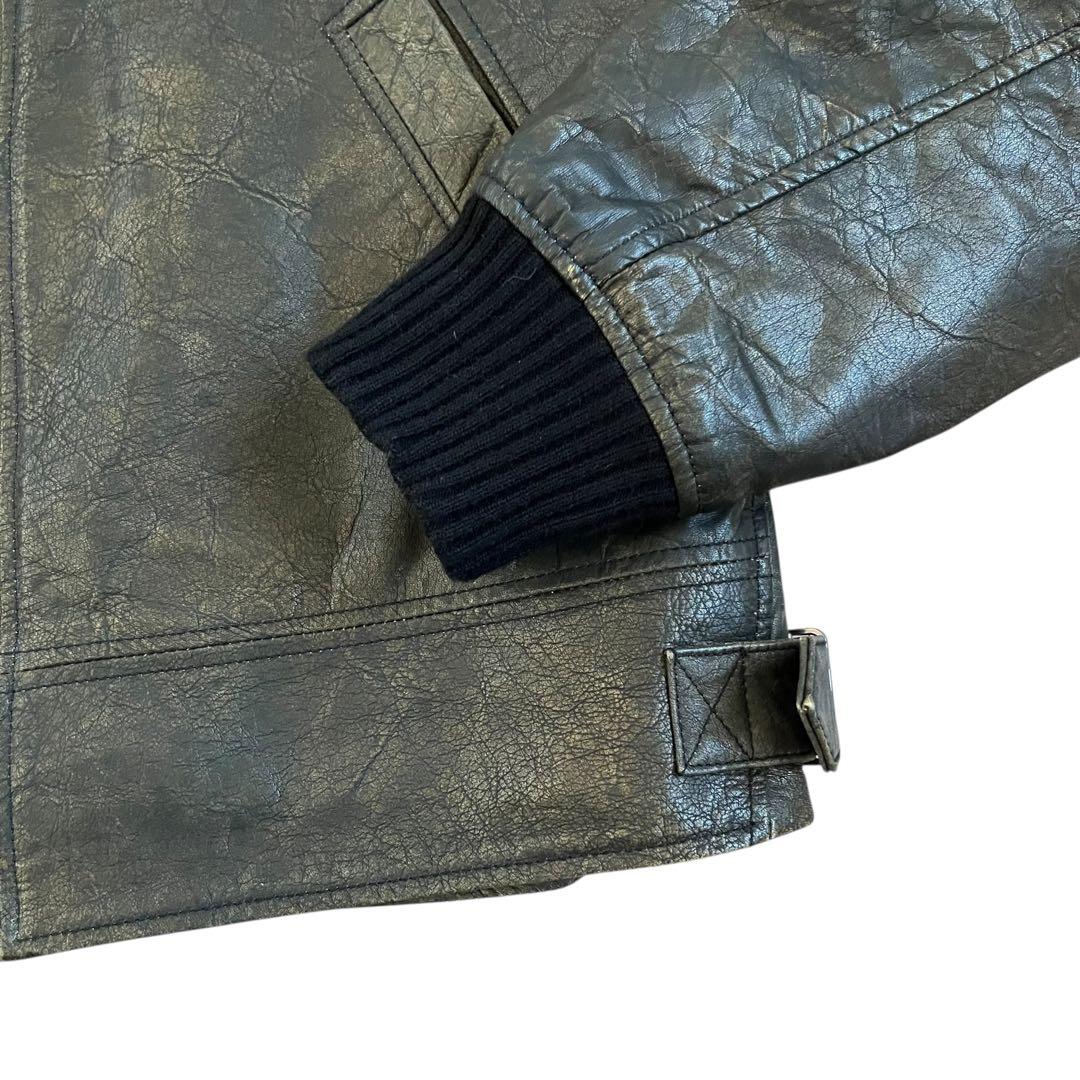 DIESEL ディーゼル レザージャケット　ビンテージ加工 ボウドルペイントL