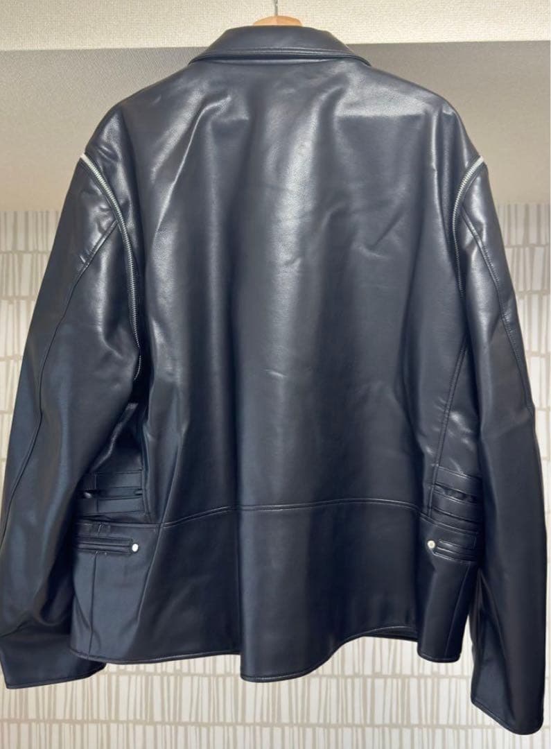 GU ブラック　フェイクレザー ダブルライダースジャケット 3XL（完売品）