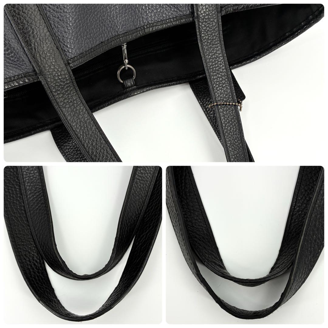 美品 COACH コーチ トートバッグ A4収納 シボ革 レザー ブラック 黒色
