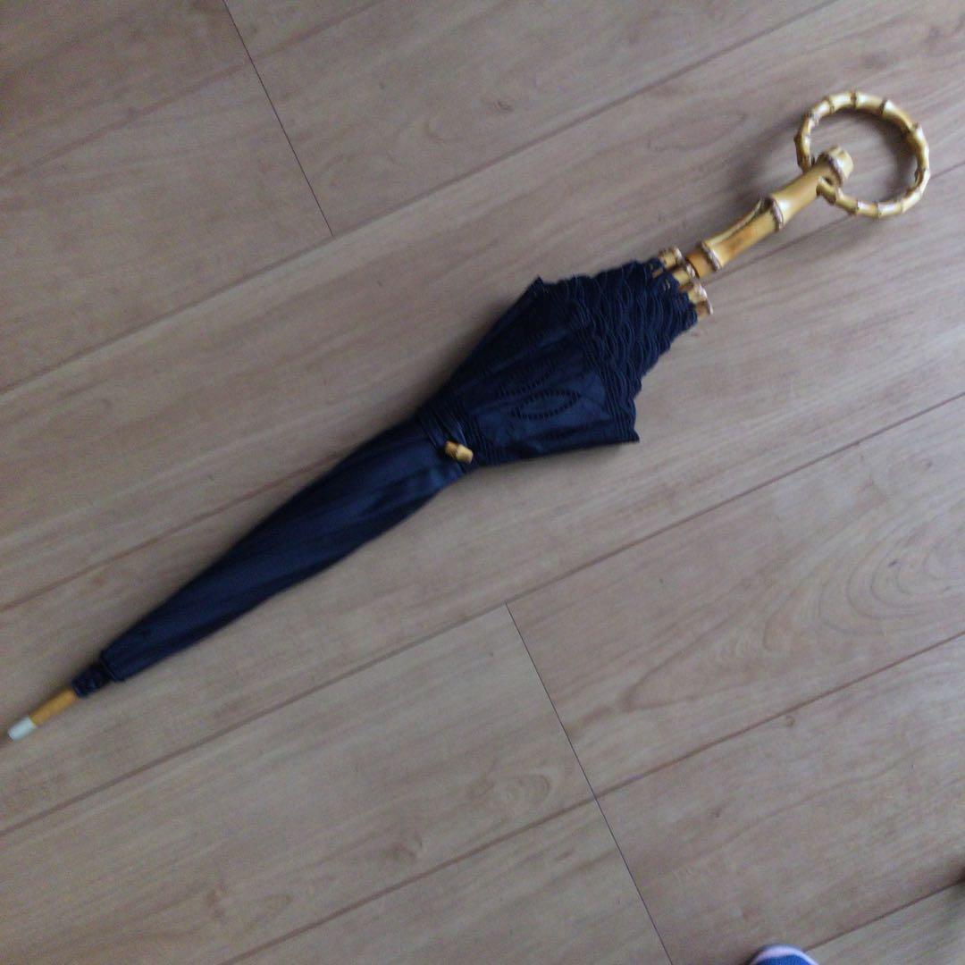 (美品)ザギンザ　黒コットンレースバンブー日傘