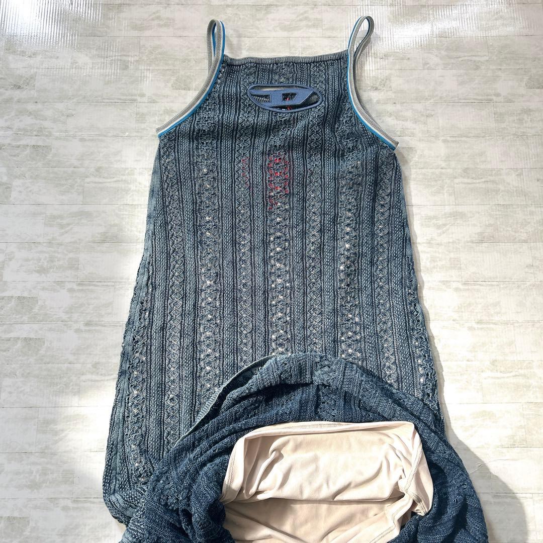 未使用タグ付き DIESEL ニットキャミ ワンピース 編み模様　XL
