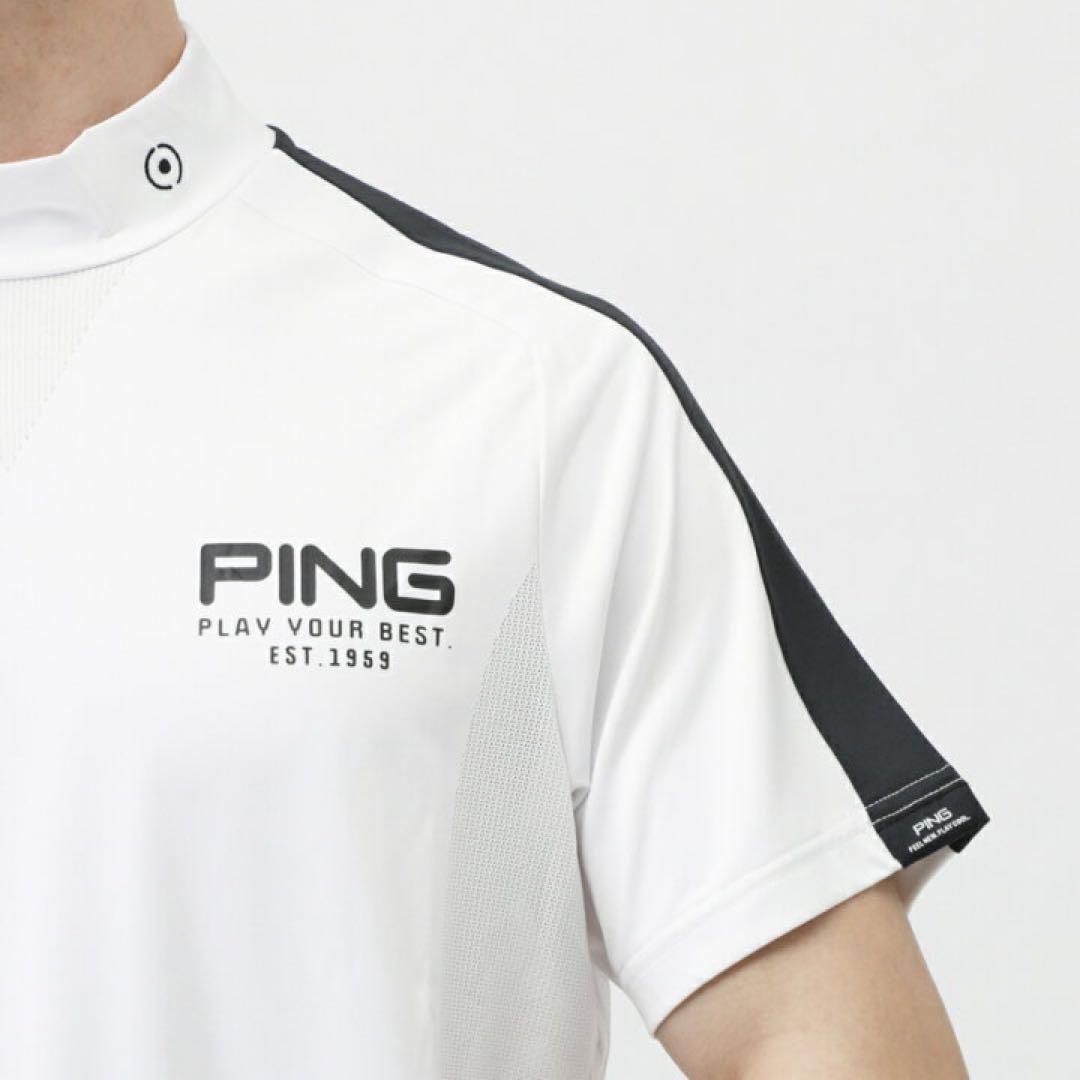 [新品] PING 高通気素材メッシュ ハイネック ゴルフ シャツ 別注 黒 M
