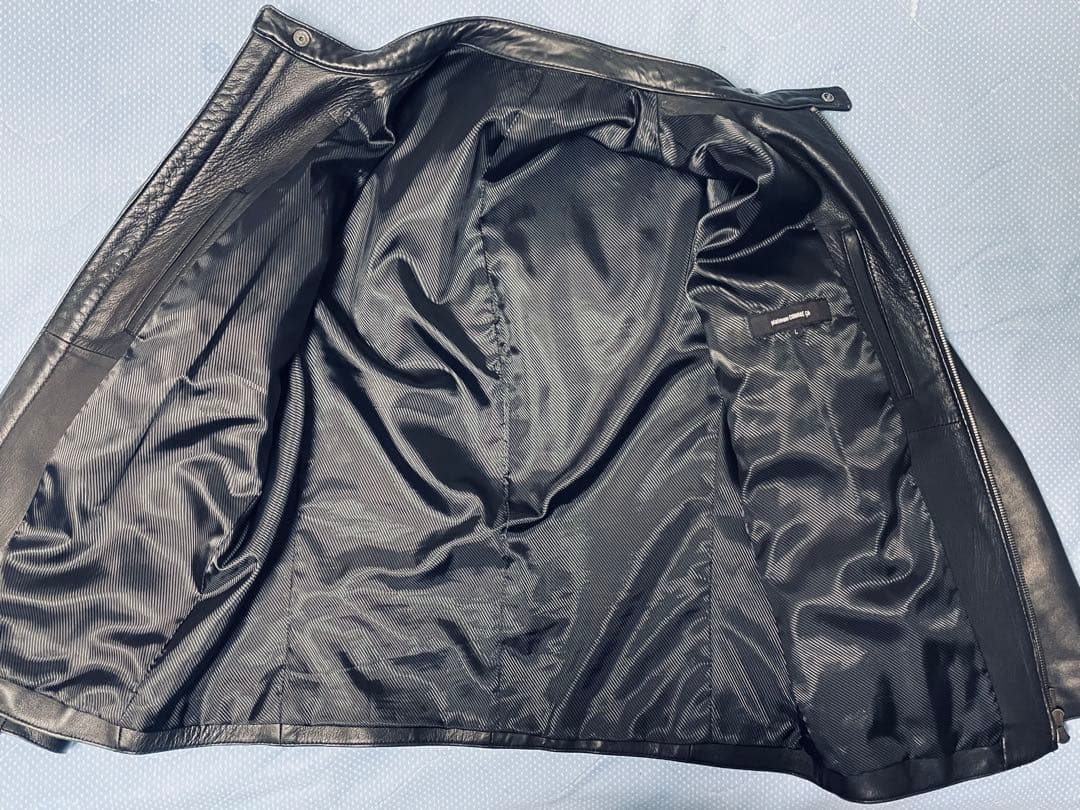 【美品/羊革】プラチナムコムサ シングルライダース L 美シルエット 黒