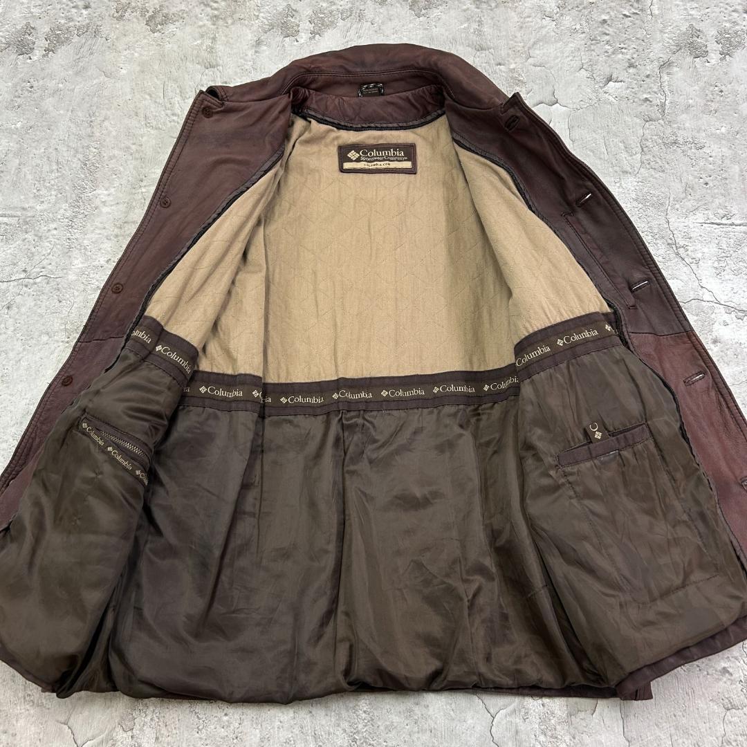 h*y様 columbia　レザーカーコート　レザージャケット　古着　ブラウン