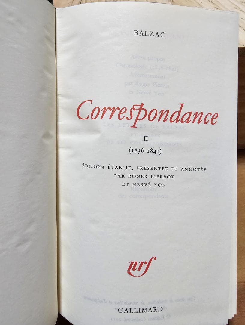 仏語洋書　バルザック書簡集２　プレイヤード叢書