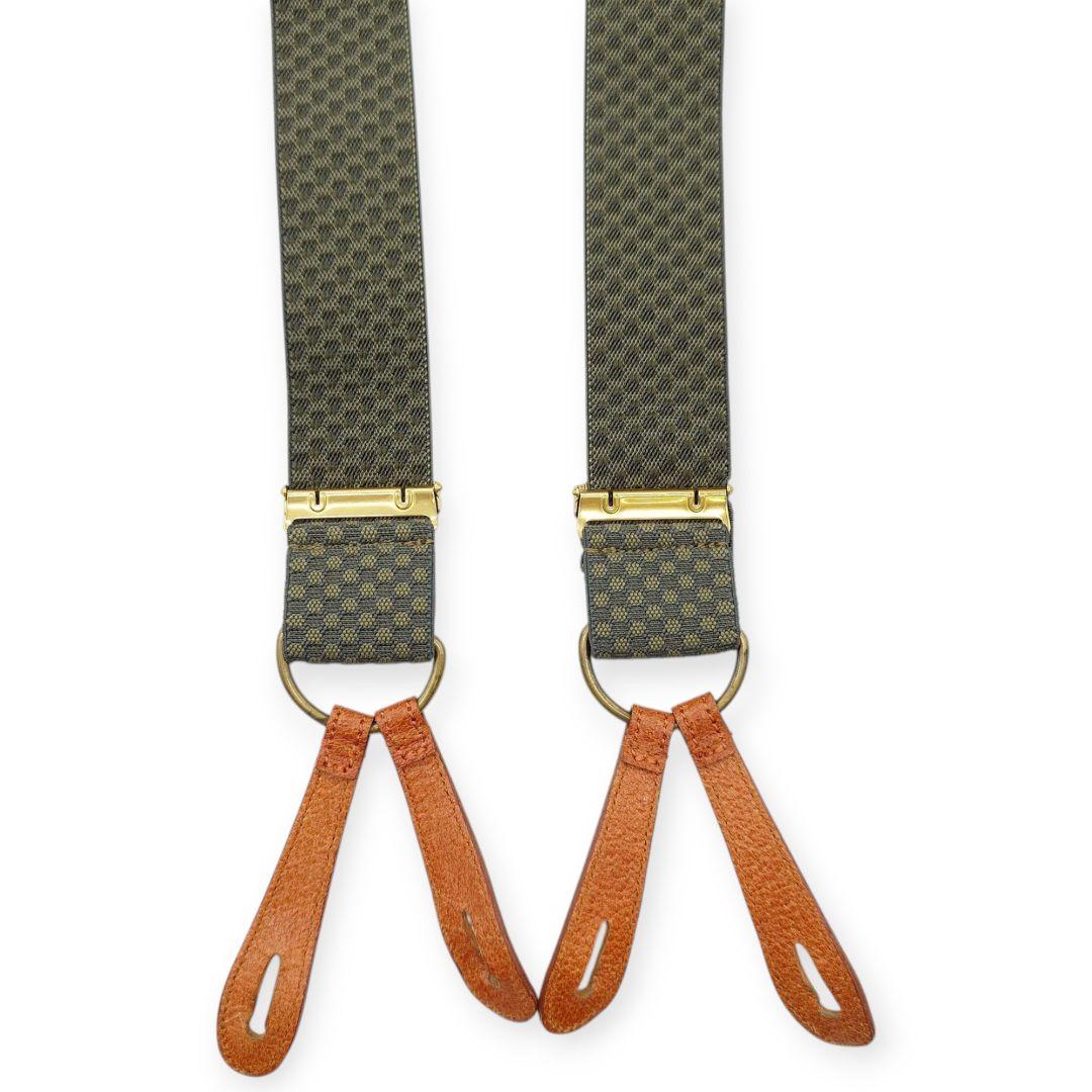 【極美品】dapper's ダッパーズ ドット柄 オリーブ 吊り サスペンダー