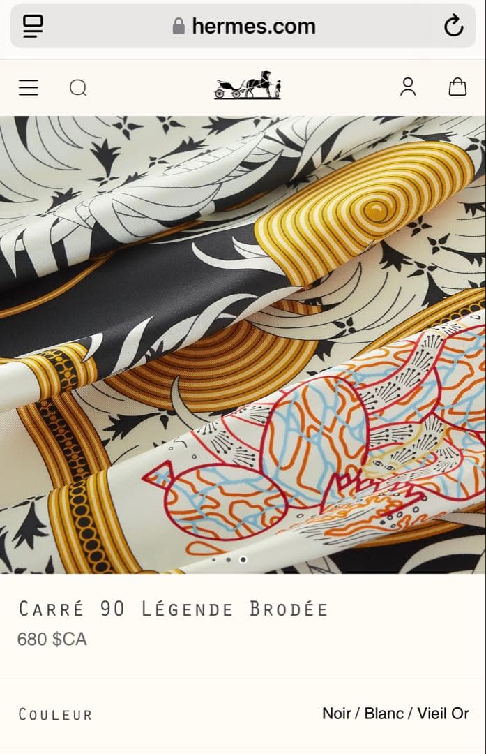 エルメス カレ90 刺繍が織りなす伝説 【未使用試着なし→正規ソルド購入】