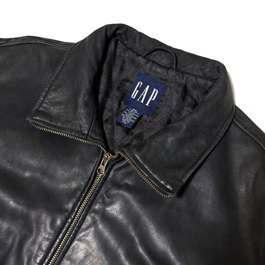 k*様 90s OLD GAP 本革 レザージャケット 2XL 希少サイズ 紺タ