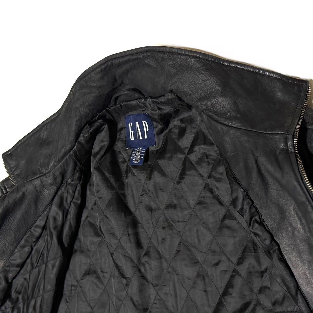 k*様 90s OLD GAP 本革 レザージャケット 2XL 希少サイズ 紺タ