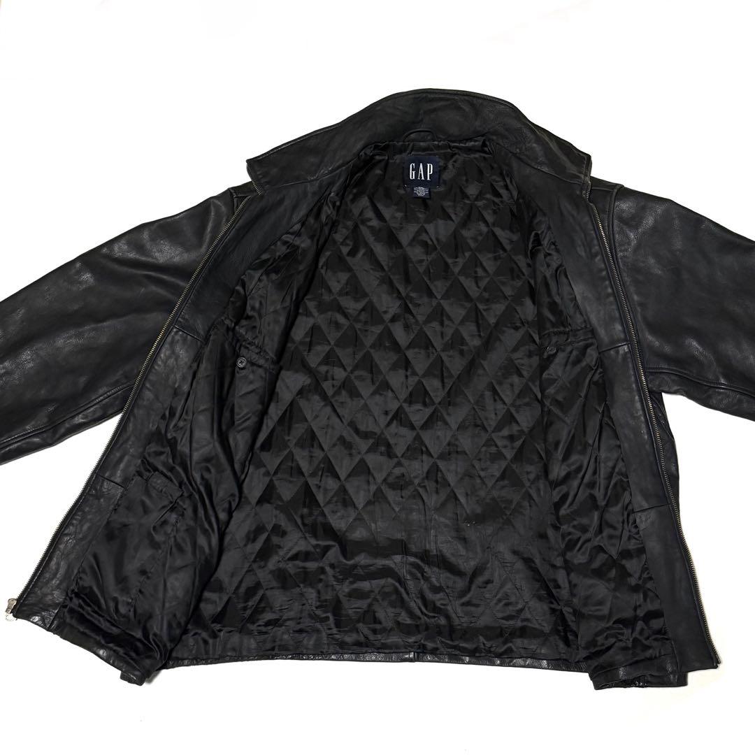 k*様 90s OLD GAP 本革 レザージャケット 2XL 希少サイズ 紺タ