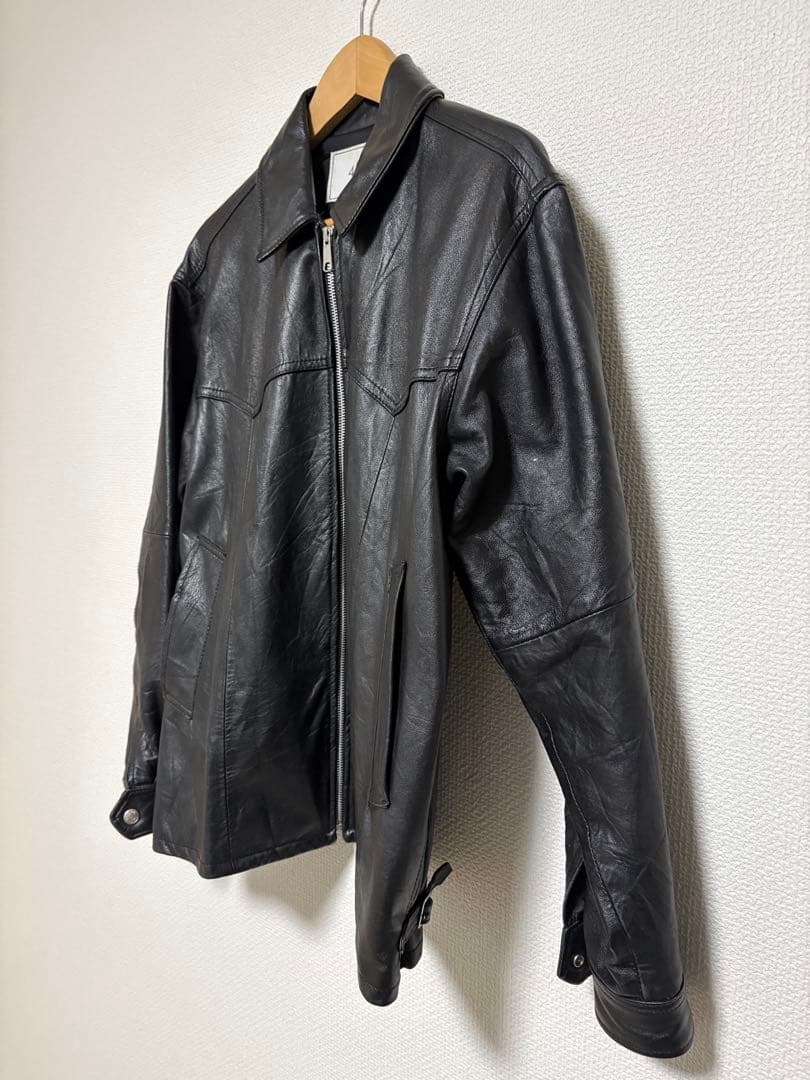 417 ブラック レザー ジャケットEDIFICE