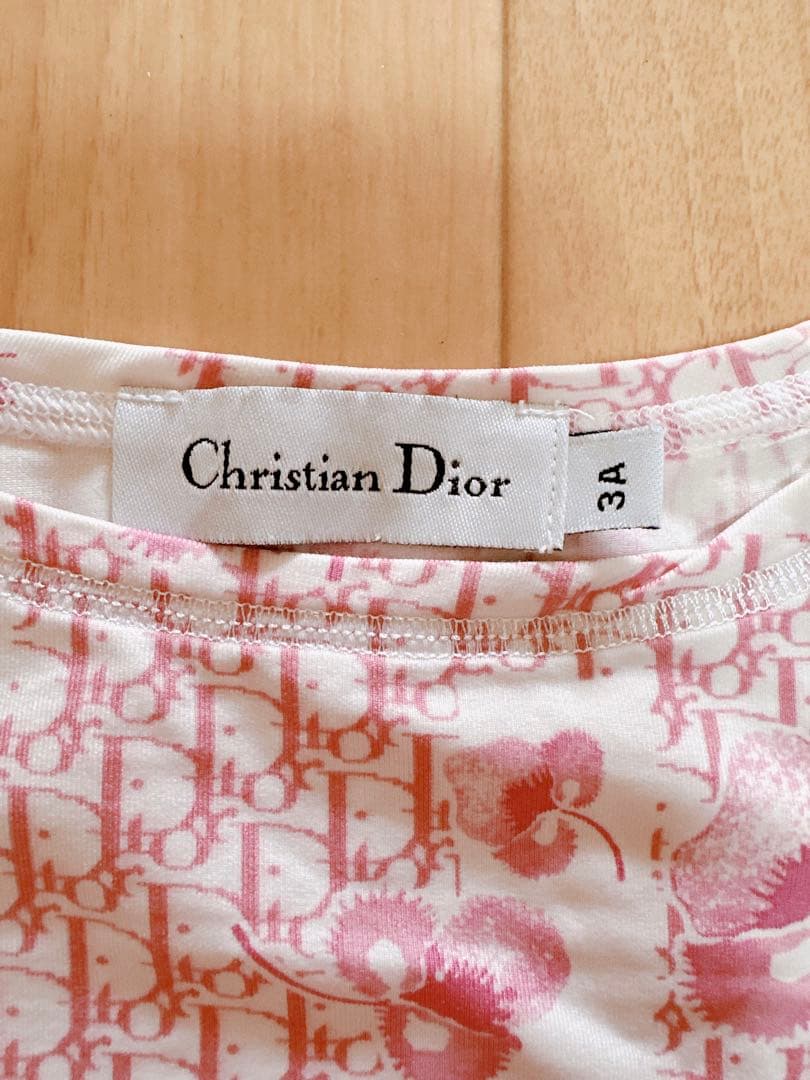 【美品】babyDior ベビーディオール Tシャツ ピンク トロッター柄