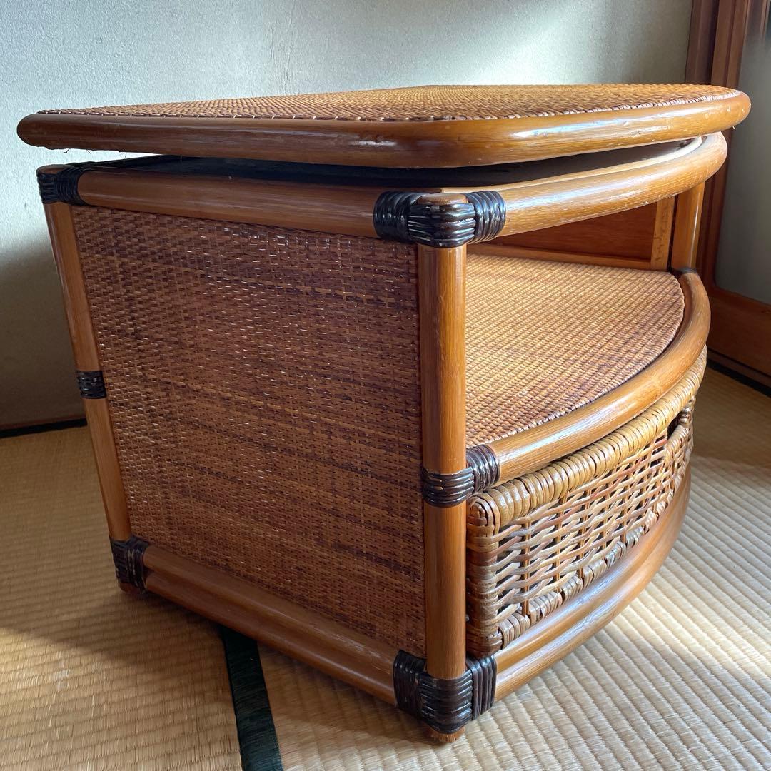 籐/ラタン テレビ台 回転天板