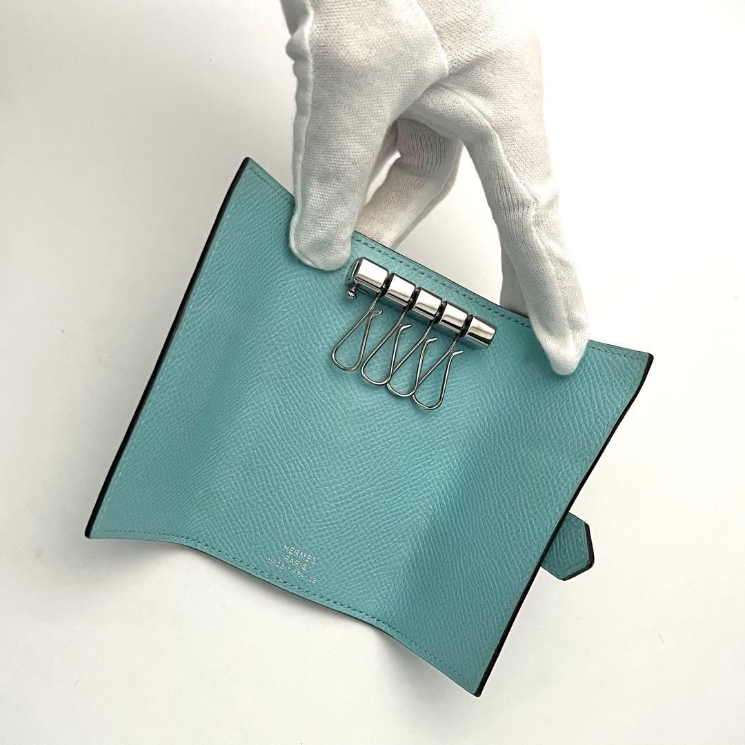 正規品付属品付　エルメス　キーケース 4連　ベアン ブルーアトール　HERMES