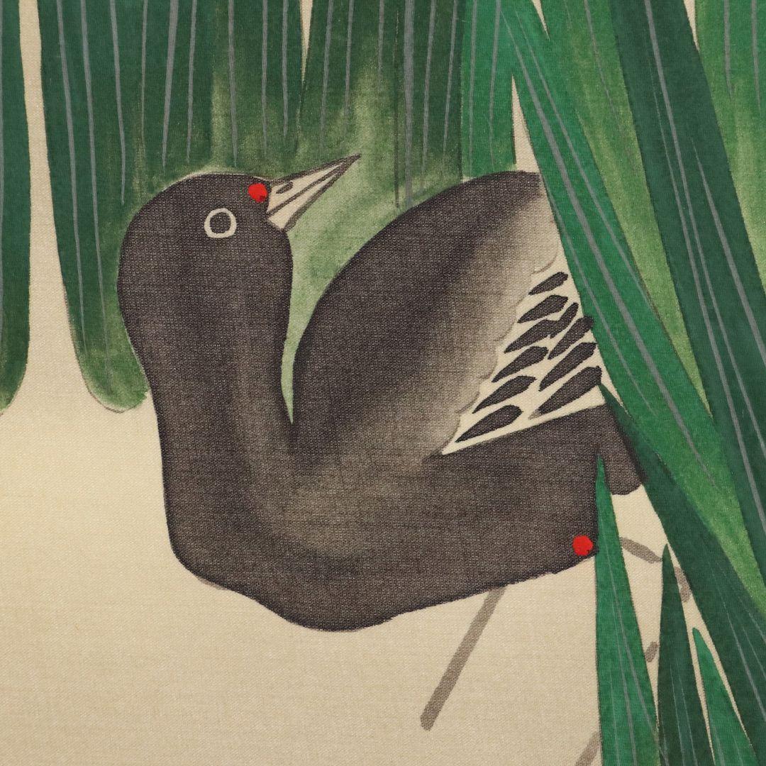 【複製】工芸画 酒井抱一「燕子花に水鶏図」絹本 掛軸 日本画 花鳥 MA449