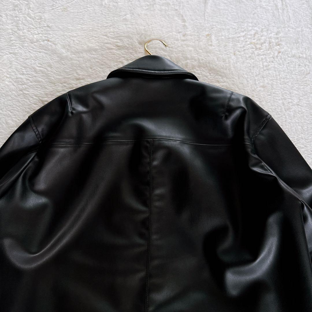 【ZARA】フェイクレザージャケット ブラック Lサイズ