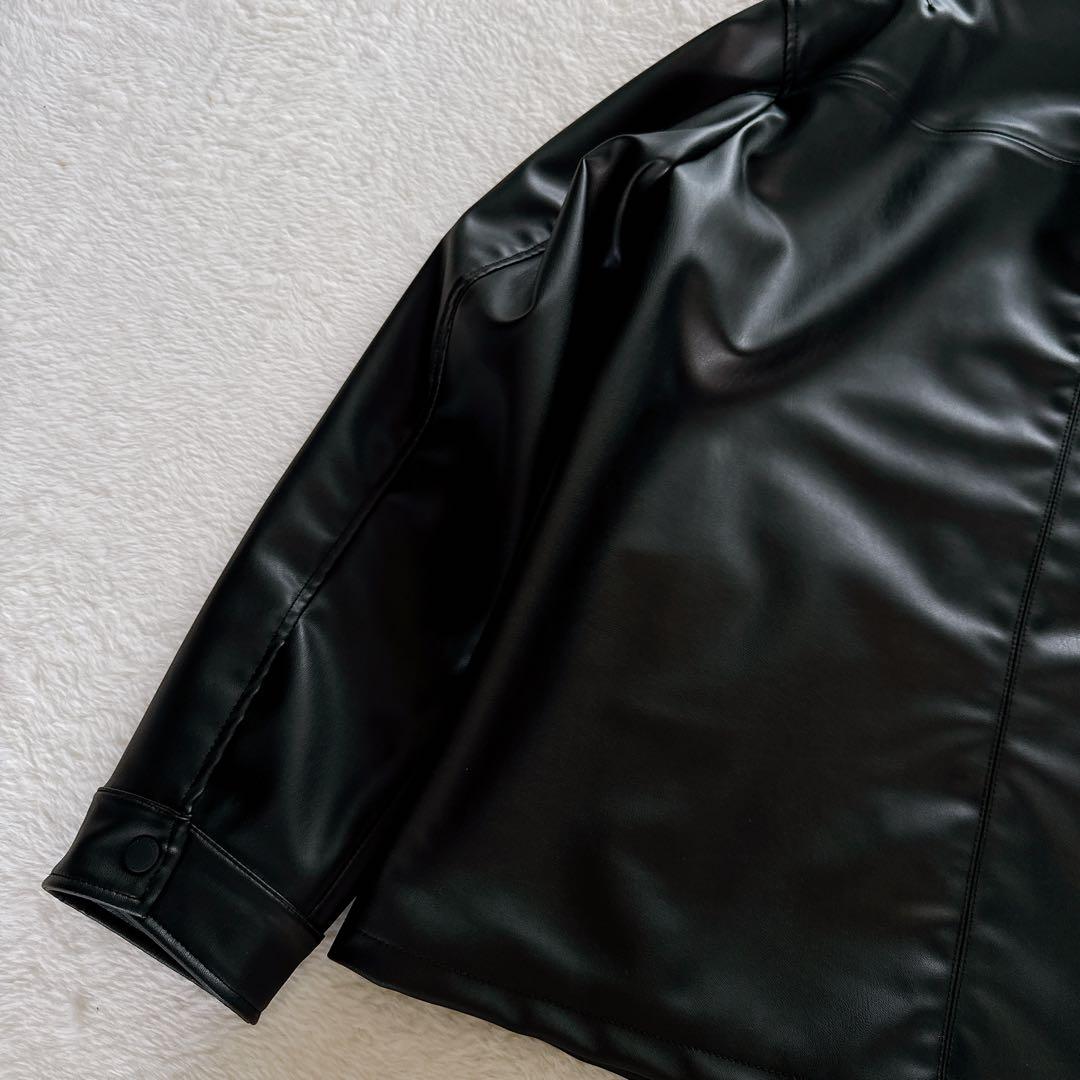 【ZARA】フェイクレザージャケット ブラック Lサイズ