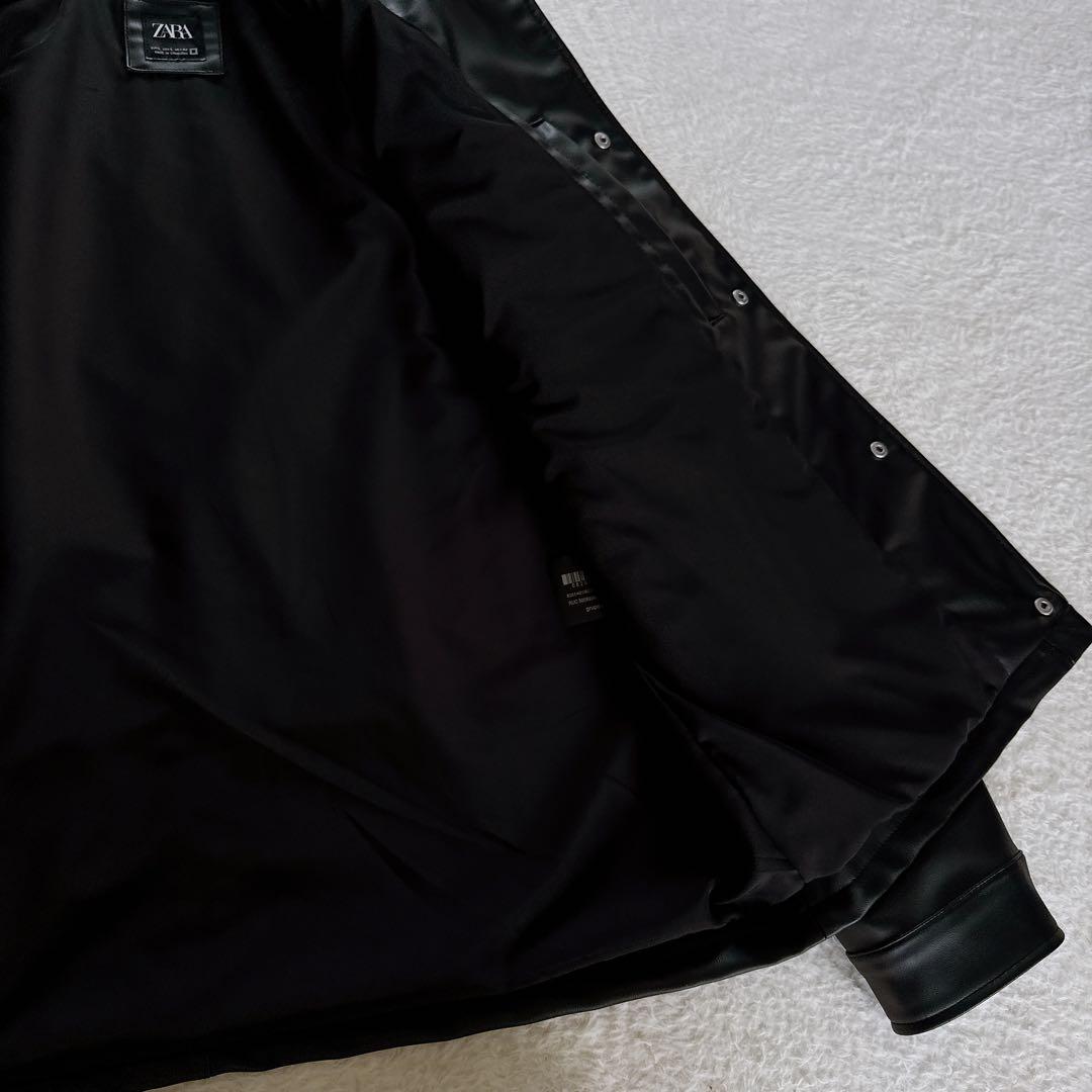 【ZARA】フェイクレザージャケット ブラック Lサイズ