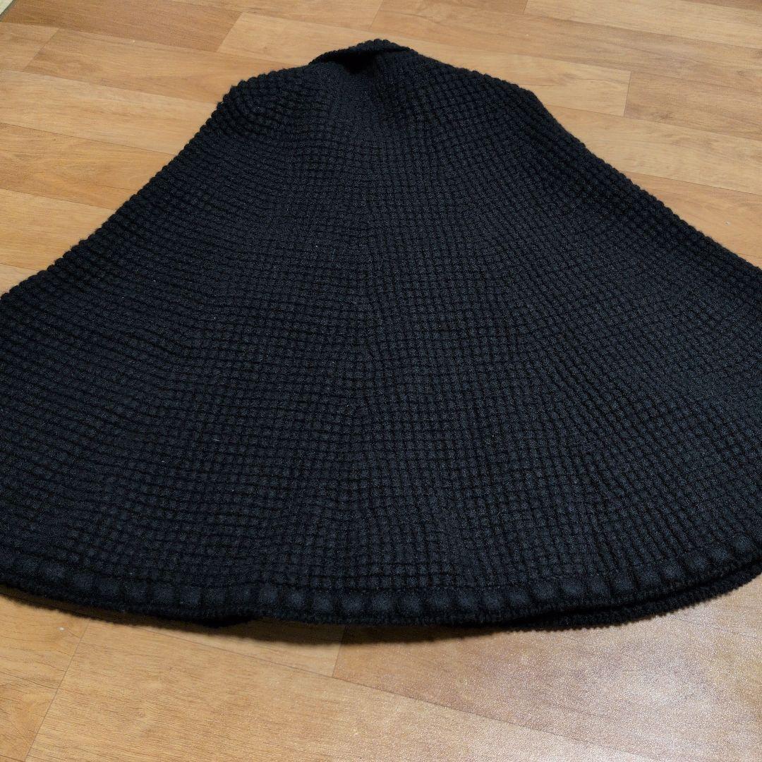 NINA RICCI カシミヤ混 ワッフルニット ポンチョ ケープコート 黒