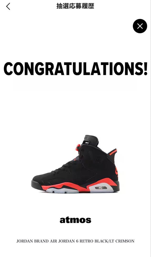 シューズ(男性用) AIR JORDAN 6 RETRO BLACK/LT CRIMSON