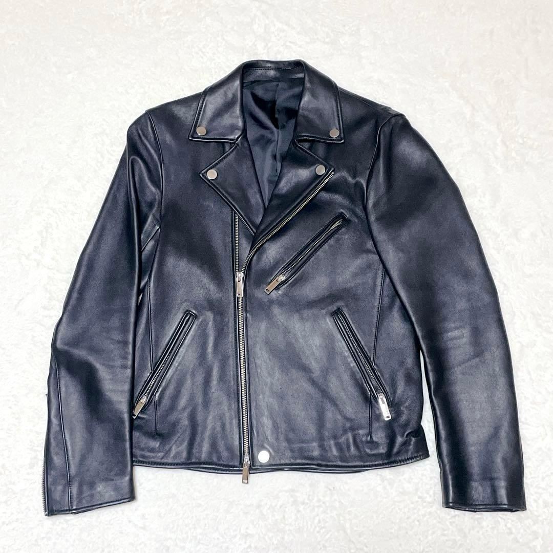 【美品】STUDIOUS ライダース　レザージャケット　ダブル　羊革