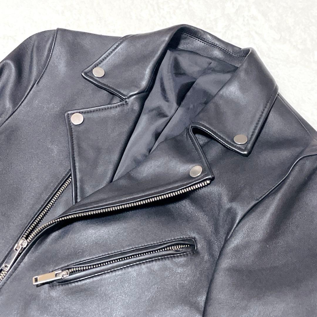 【美品】STUDIOUS ライダース　レザージャケット　ダブル　羊革