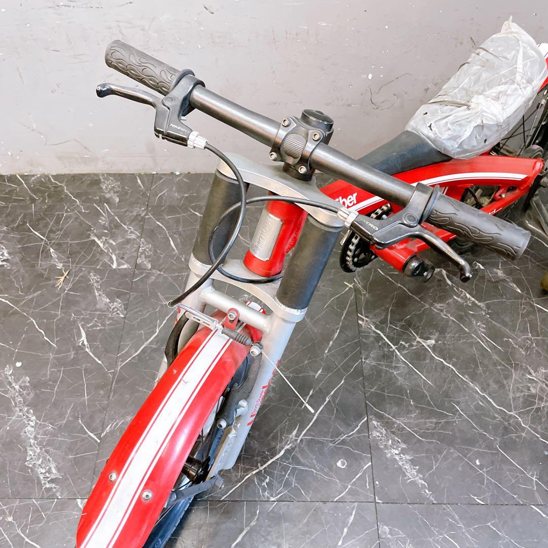 【919】アウトレット バイク風 子供車 Number レッド 補助輪付き