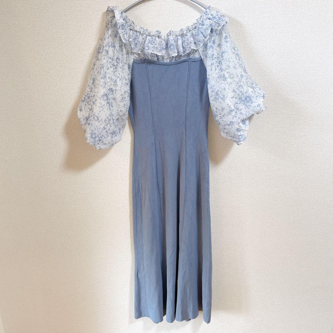 美品✨️ snidel スナイデル シアードッキングニットワンピース　異素材　花柄
