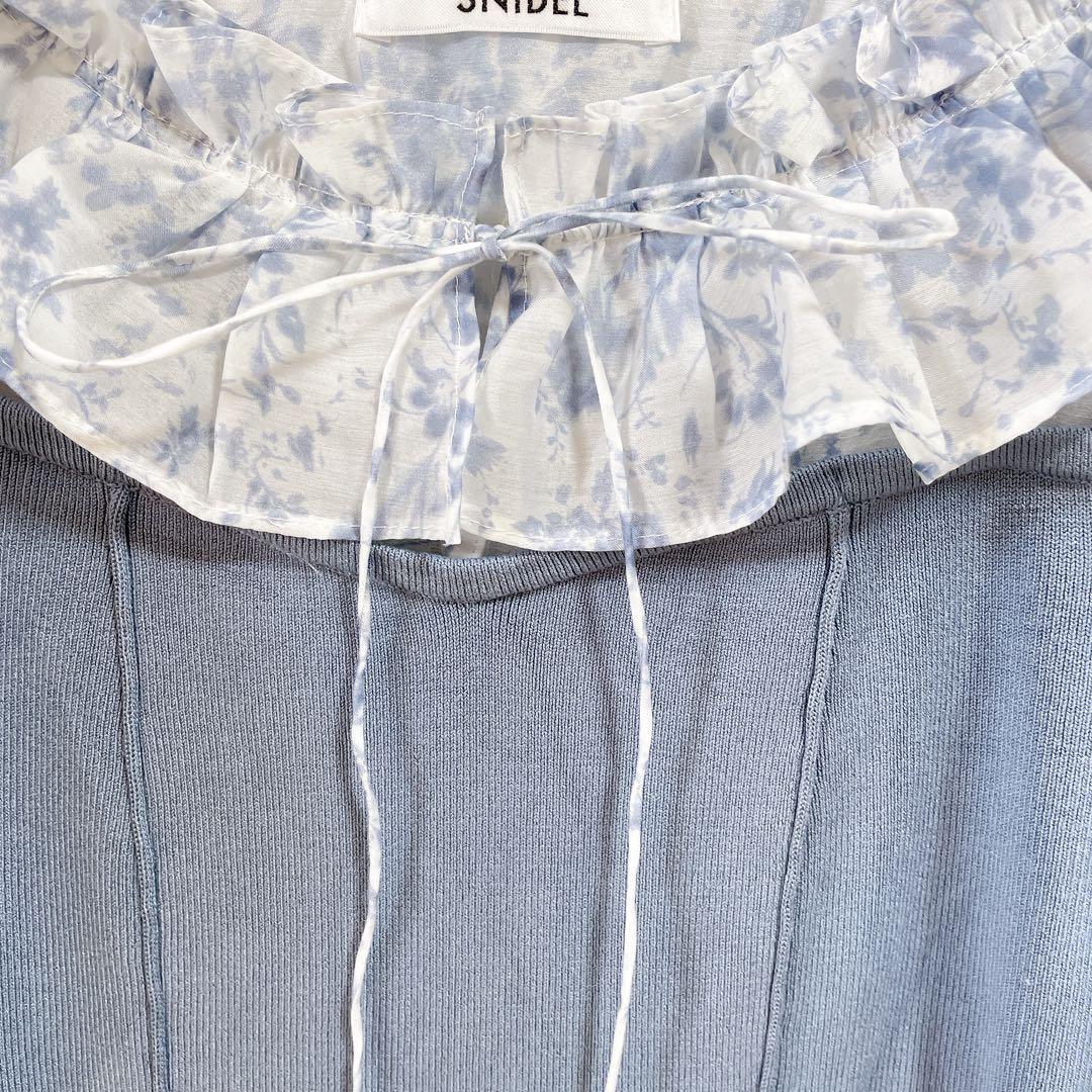 美品✨️ snidel スナイデル シアードッキングニットワンピース　異素材　花柄