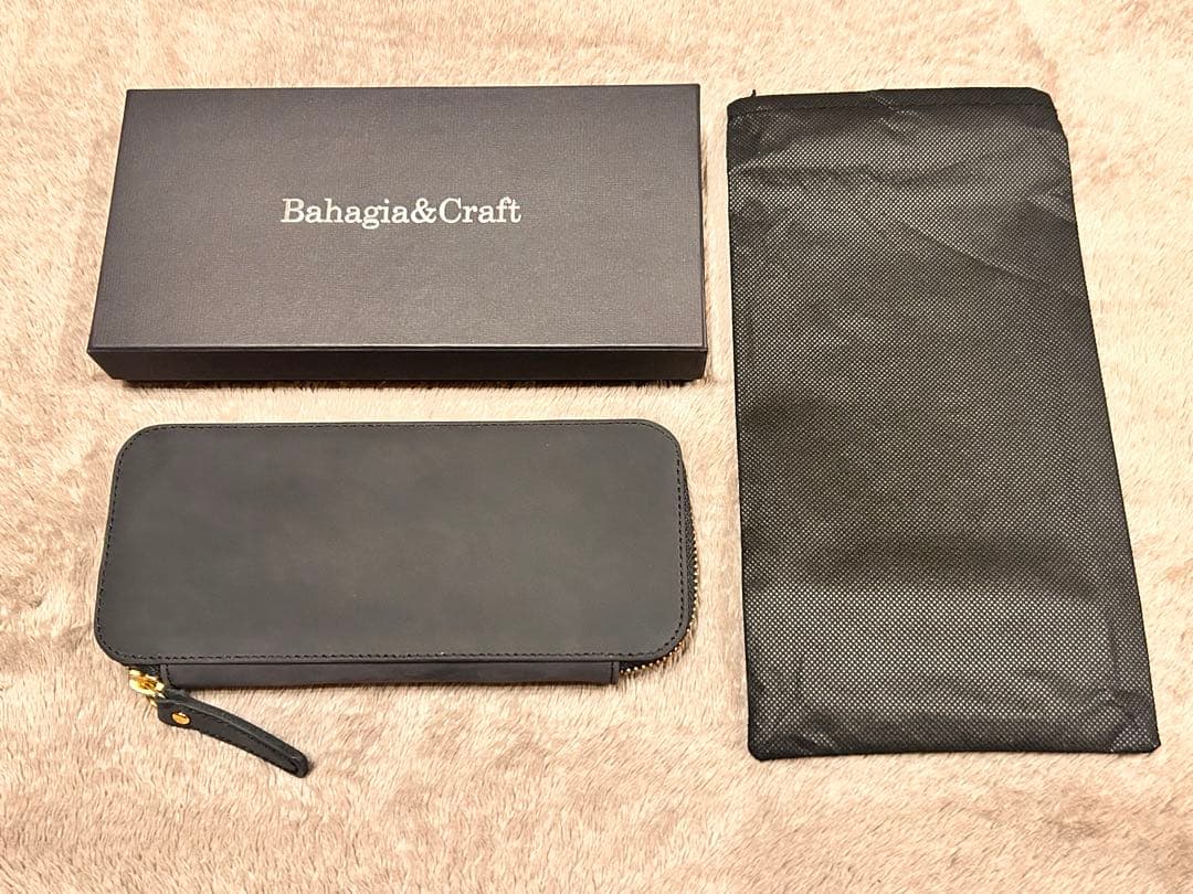 バハギア ペンケース ラウンドジップ型 クレイジーホース ブラック