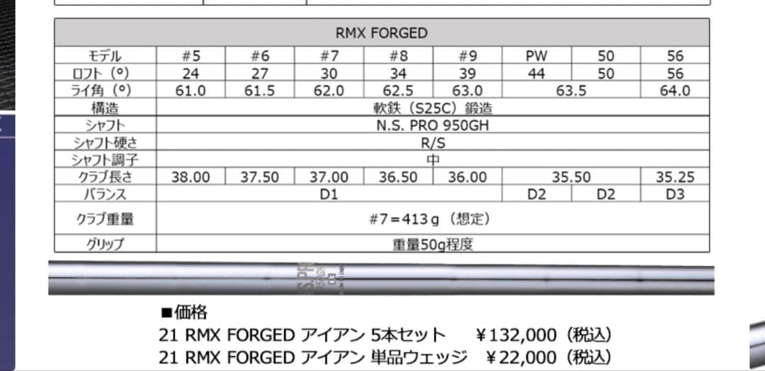 YAMAHA RMX Forged アイアンセット NS950GH R