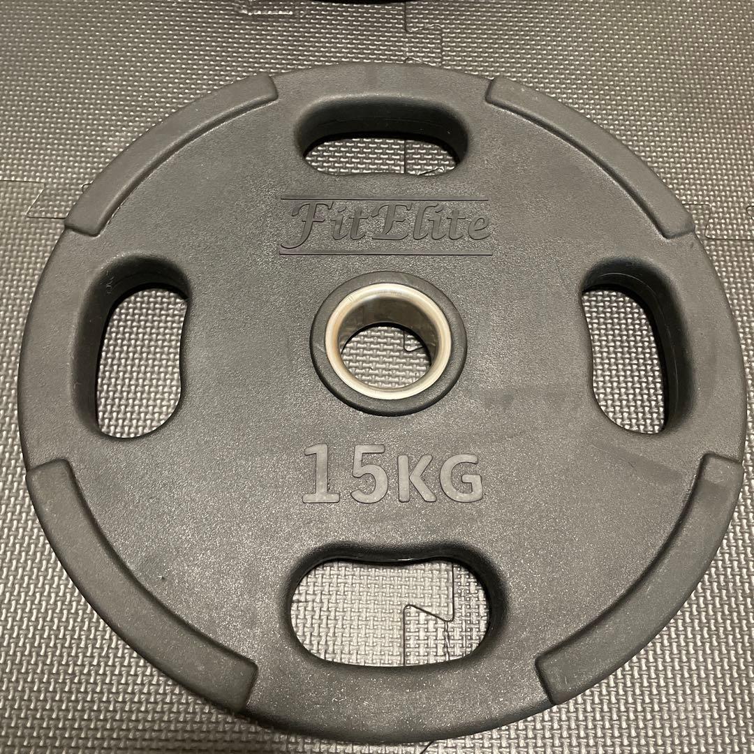 ①FitElite 15KG オリンピックプレート1枚