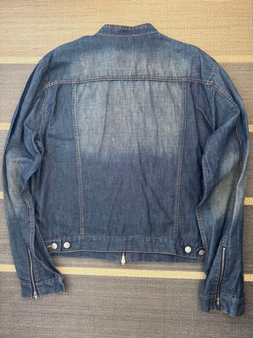 【極希少美品】アルマーニエクスチェンジ リネンMIXデニムライダースJKT