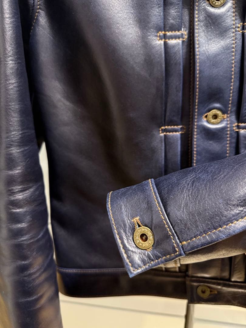 美品Y'2 LEATHER IB-140 INDIGO HORSE 38