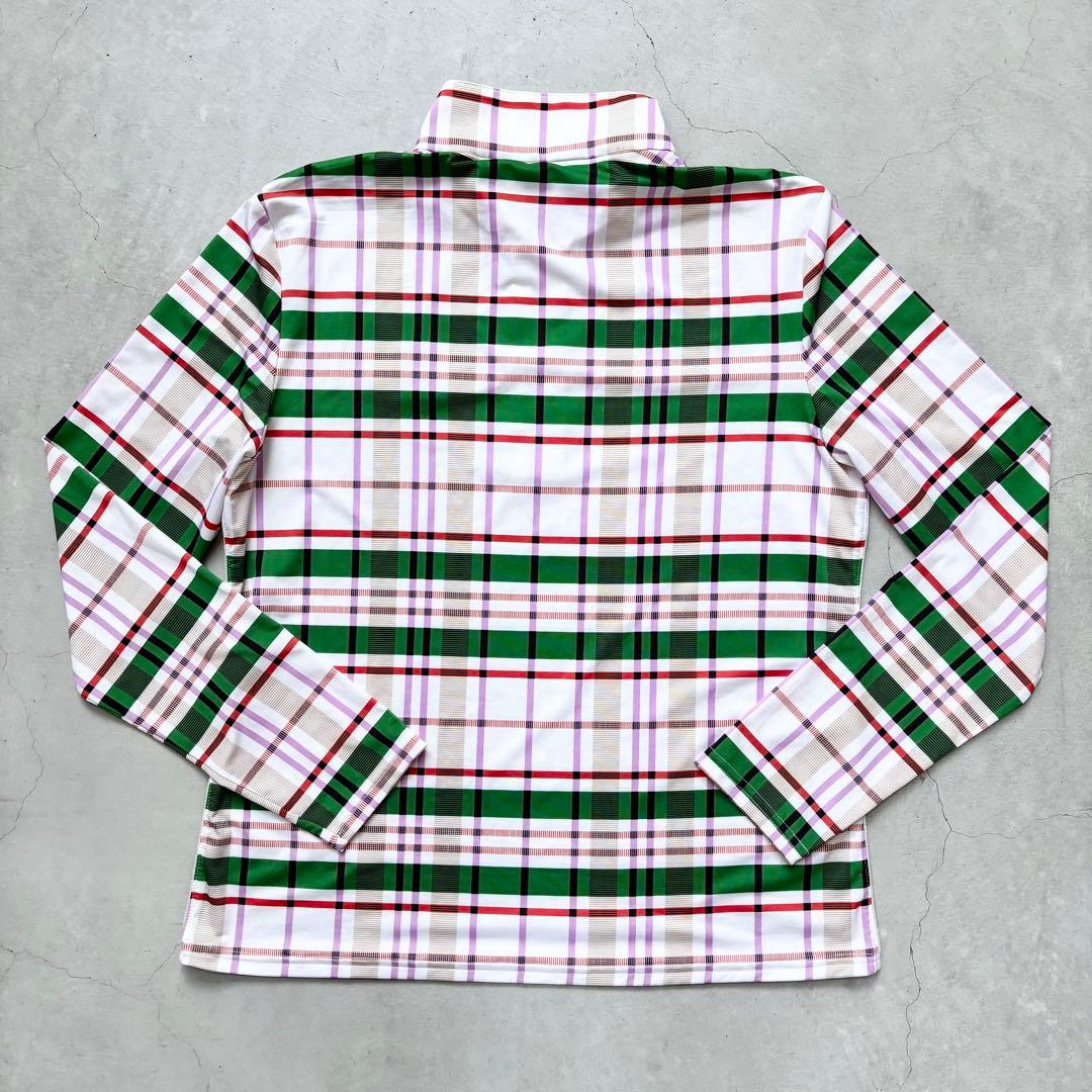 【美品】LANVIN SPORT ハイネックハーフジップシャツ タータンチェック