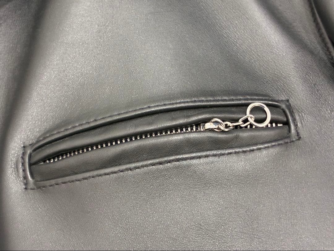 つ*ん様 美品 Schott ブラック レザーシングルライダースジャケット 42