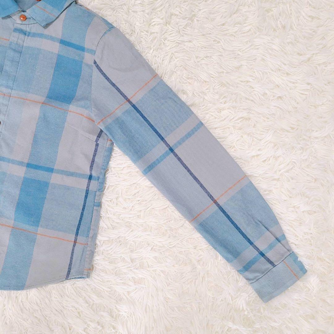 美品 【パラスパレス】 ネルシャツ チェック柄シャツ (M) ブルー系 可愛い