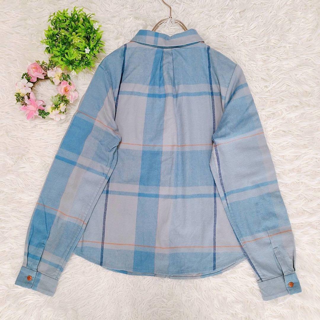 美品 【パラスパレス】 ネルシャツ チェック柄シャツ (M) ブルー系 可愛い