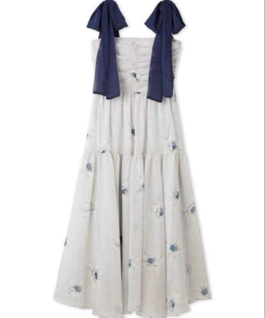 新品　SNIDEL プリントショルダーリボンワンピース　フラワー