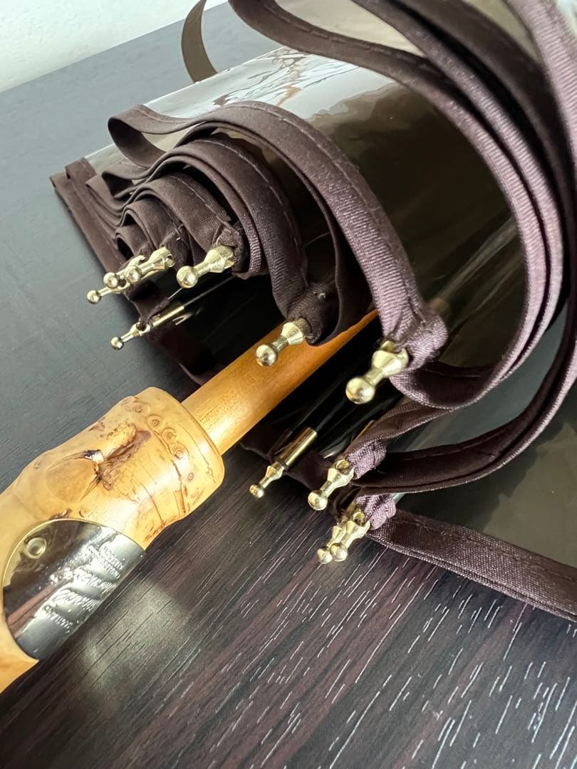 トラディショナルウェザーウェア BAMBOO CLEAR UMBRELLA 茶