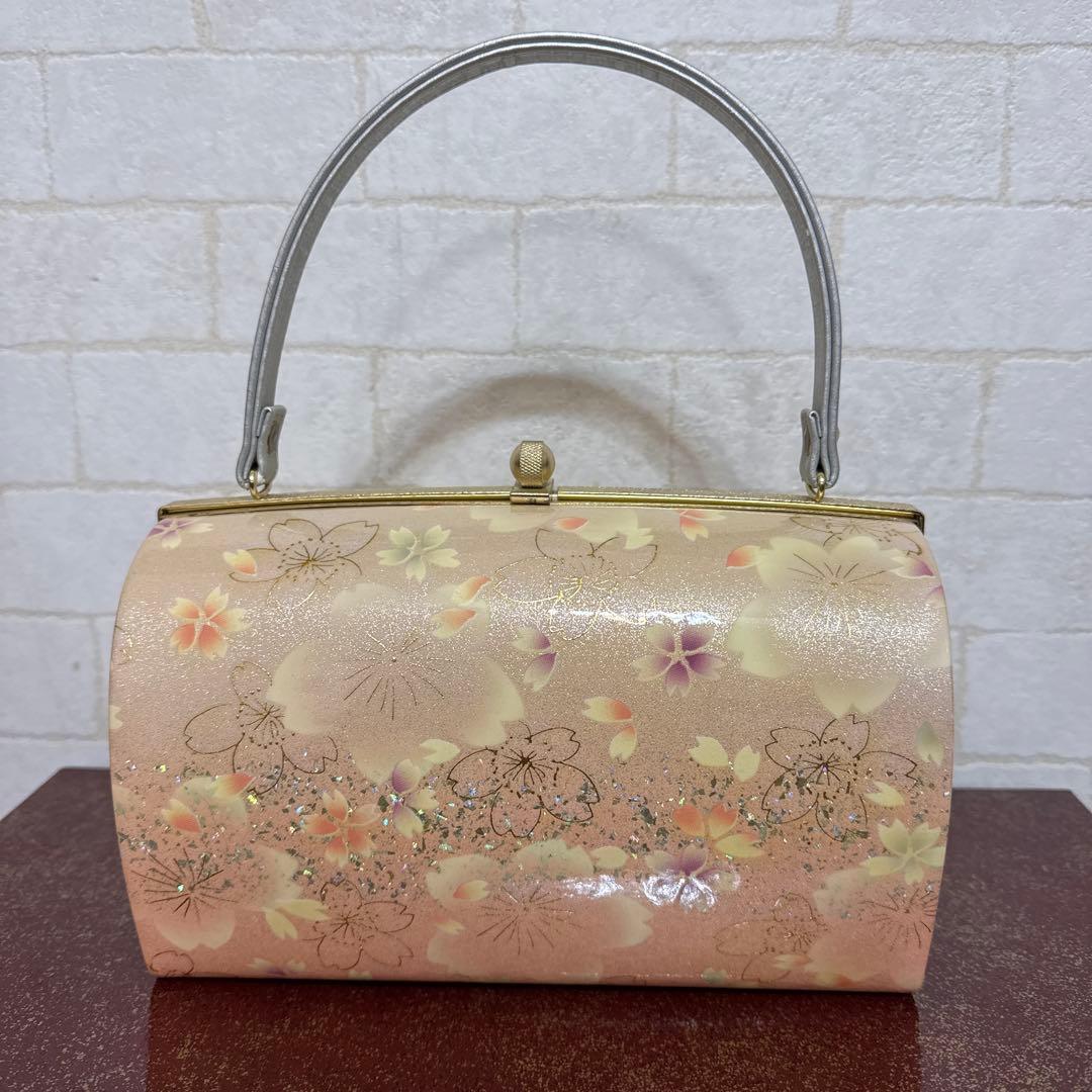 草履バッグセット Lサイズ 三枚芯 エナメル 桜 大きいサイズ