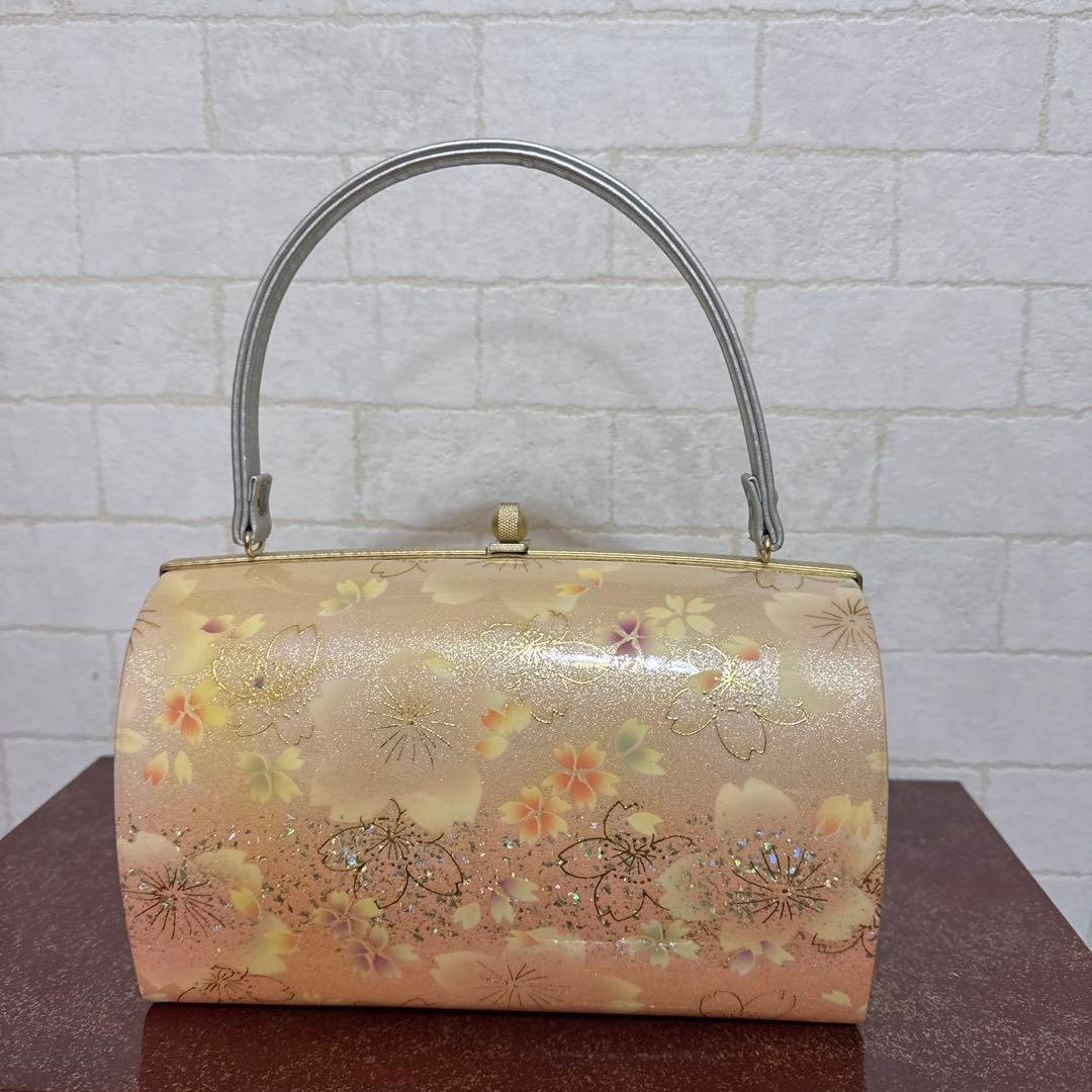 草履バッグセット Lサイズ 三枚芯 エナメル 桜 大きいサイズ
