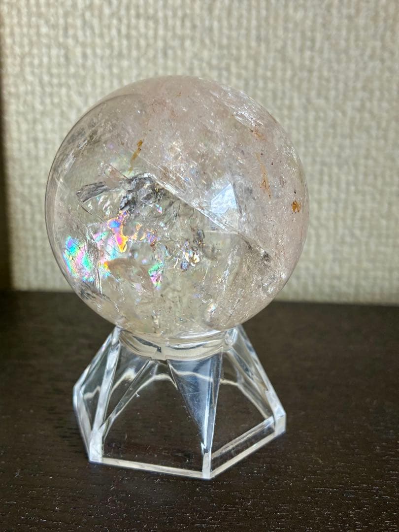 高品質✨高クリア感＆虹キラキラ✨アメリカ産ピンクアゼツライトスフィア50mm❗️